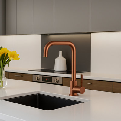 Home Range Rose Gold Kitchen Mixer Tap Single Lever Handle ABODE
