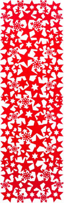 Home Rectangular Felt Table Runner with Openwork Star and Snowflake Design- Red