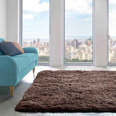 Home Republic Alaska Sponged Shaggy Rug - Chocolate