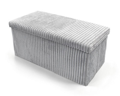 Home Republic Corduroy Two Seater Foldable Storage Box Silver