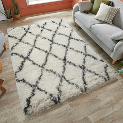 Home Republic Linhas Fluffy Rug - Ivory