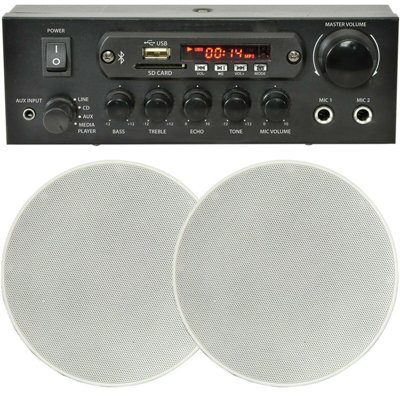 Home Restaurant 2x Ceiling Speaker Bluetooth Wireless Background Music Amp Kit