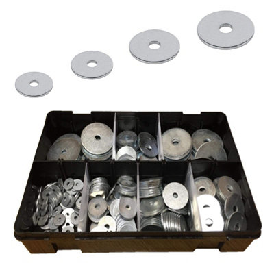 Home.smart 300 x Assorted Imperial Steel Penny Repair Flat Washers for Nuts, Bolts & Screws