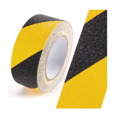 Home smart Anti Slip Self Adhesive Safety Grit Tape. Chevron Black & Yellow 50mm x 5 Metres