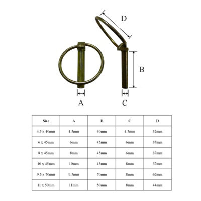 Home.smat 2 x Linch Pins 4.5 x 40mm Plated Retaining Fixings for Trailers & Machinery - 6