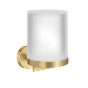HOME - Soap Dispenser. Wallmount. Brushed Brass/Frosted Glass.