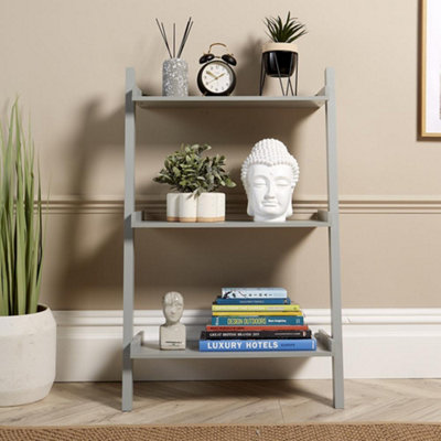 Home Source 3 Tier Ladder Shelf Storage Grey