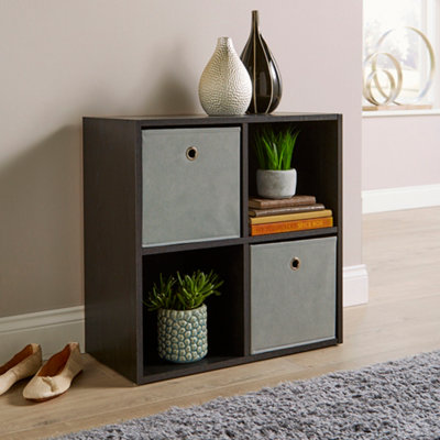 Home Source 4 Cube Storage Bookcase Shelf Unit Black