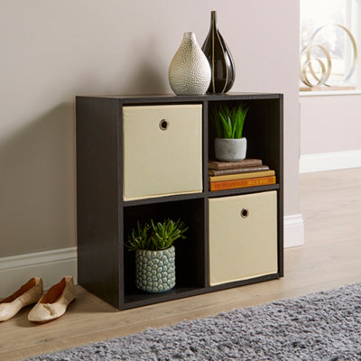 Home Source 4 Cube Storage Bookcase Shelf Unit Black