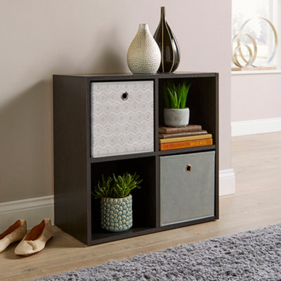 Home Source 4 Cube Storage Bookcase Shelf Unit Black