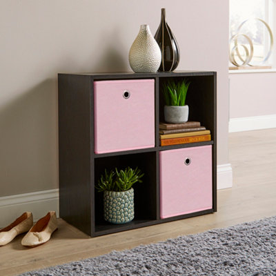 Home Source 4 Cube Storage Bookcase Shelf Unit Black