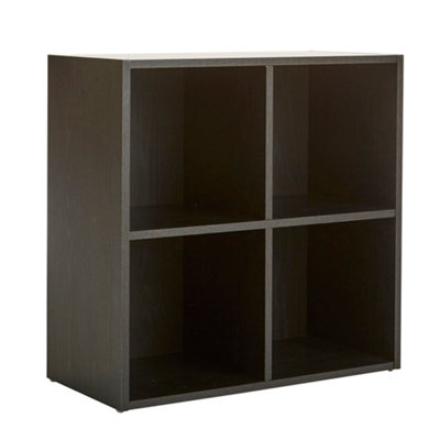 Home Source 4 Cube Storage Bookcase Shelf Unit Black