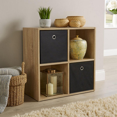 Home Source 4 Cube Storage Bookcase Shelf Unit Oak