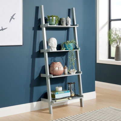 Home Source 4 Tier Ladder Storage Shelf Grey
