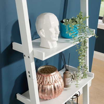 Home Source 4 Tier Ladder Storage Shelf - White