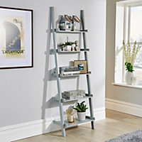 Home Source 5-Tier Ladder Shelf Storage Grey
