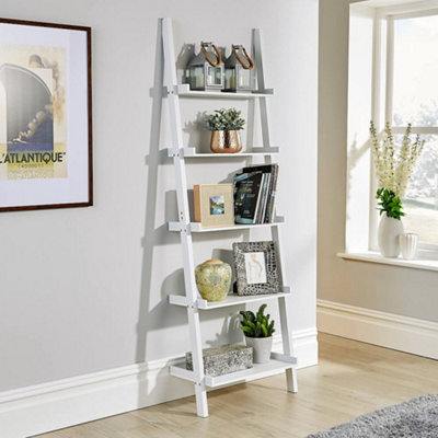 White tier store ladder shelf