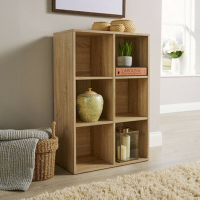 Home Source 6 Cube Storage Bookcase Shelf Unit Oak