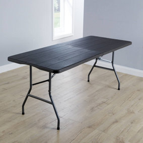 Home Source 6FT Folding Indoor Outdoor Trestle Table Wood Effect Brown