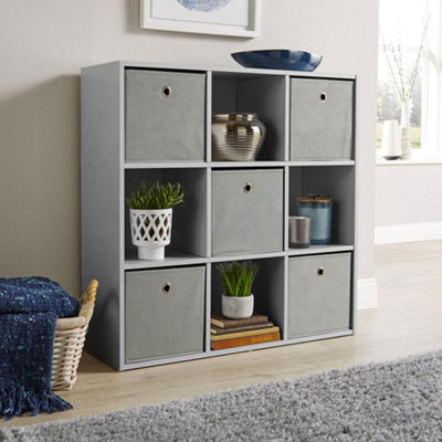 Home Source 9 Cube Storage Bookcase Shelf Unit Grey