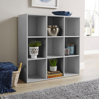 Home Source 9 Cube Storage Bookcase Shelf Unit Grey