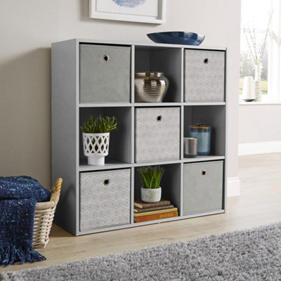 Home Source 9 Cube Storage Bookcase Shelf Unit Grey