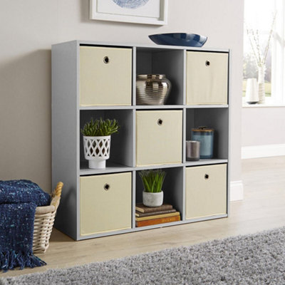 Home Source 9 Cube Storage Bookcase Shelf Unit Grey