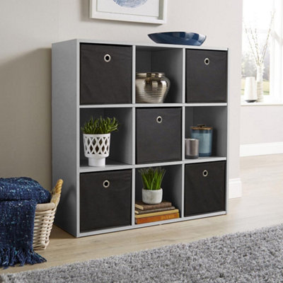 Home Source 9 Cube Storage Bookcase Shelf Unit Grey