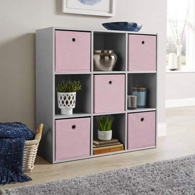 Home Source 9 Cube Storage Bookcase Shelf Unit Grey