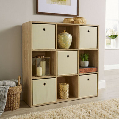 Home Source 9 Cube Storage Bookcase Shelf Unit Oak