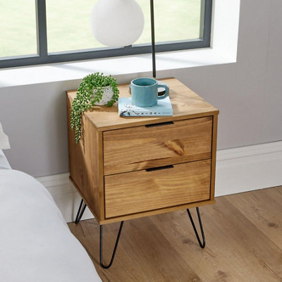 Metal and wood 2024 bedside table