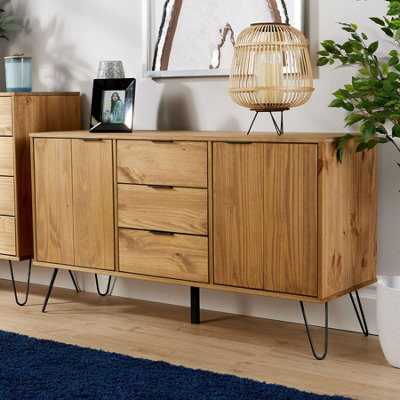 Home Source Acadia Pine 3 Drawer Sideboard Unit