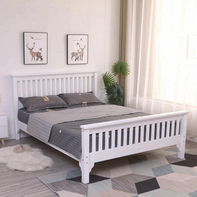 Home Source Alton King Wooden Bed Frame White | DIY at B&Q