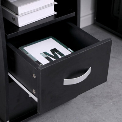 Home Source Apollo 2 Drawer Computer Office Desk with Storage Space Black