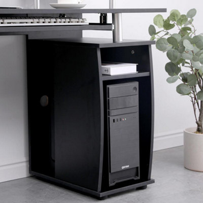 Home Source Apollo 2 Drawer Computer Office Desk with Storage Space Black