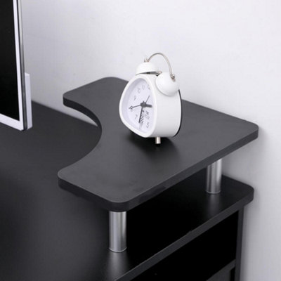 Home Source Apollo 2 Drawer Computer Office Desk with Storage Space Black