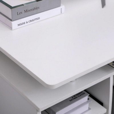 Home Source Apollo 2 Drawer Computer Office Desk with Storage Space White