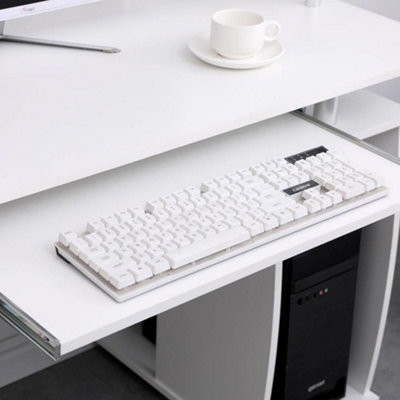 Home Source Apollo 2 Drawer Computer Office Desk with Storage Space White