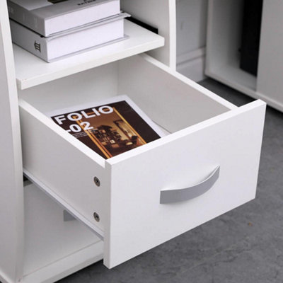 Home Source Apollo 2 Drawer Computer Office Desk with Storage Space White