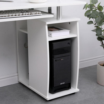 Home Source Apollo 2 Drawer Computer Office Desk with Storage Space White