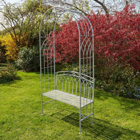 Home Source Arbour Ornate Elegance Outdoor Garden Bench Grey