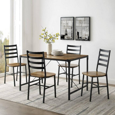 Wood and iron store dining chairs