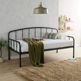 Home Source Athena Single Black Metal Occasional Guest Daybed Sofa Bed Frame