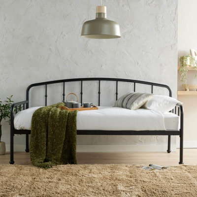 Home Source Athena Single Black Metal Occasional Guest Daybed Sofa Bed Frame