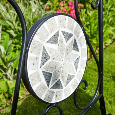 Home Source Athens Mosaic Outdoor Garden Patio Bistro Set Black