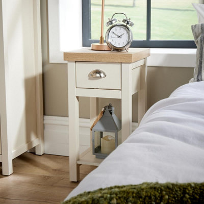Home Source Avon 1 Drawer Cream 36mm Thick Top Bedside Lamp Side Table Unit