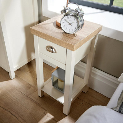 Home Source Avon 1 Drawer Cream 36mm Thick Top Bedside Lamp Side Table Unit