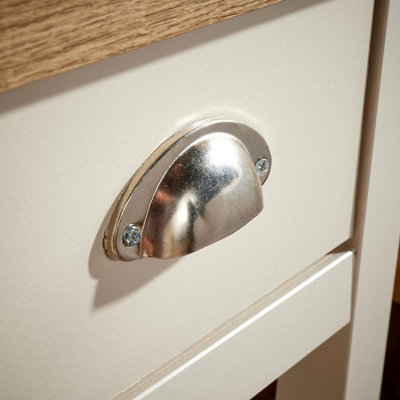 Home Source Avon 1 Drawer Cream 36mm Thick Top Bedside Lamp Side Table Unit