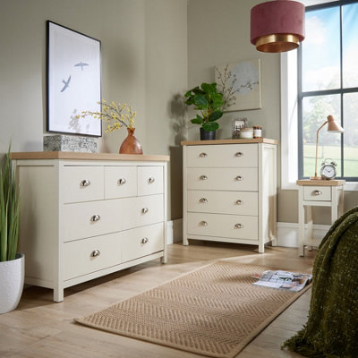 Home Source Avon 1 Drawer Cream 36mm Thick Top Bedside Lamp Side Table Unit
