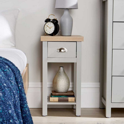 Home Source Avon 1 Drawer Grey Bedside Table Unit